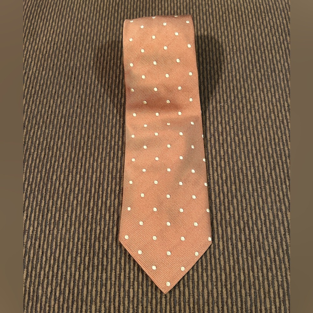 Elegant Polka Dot Tie in Terracotta and Cream